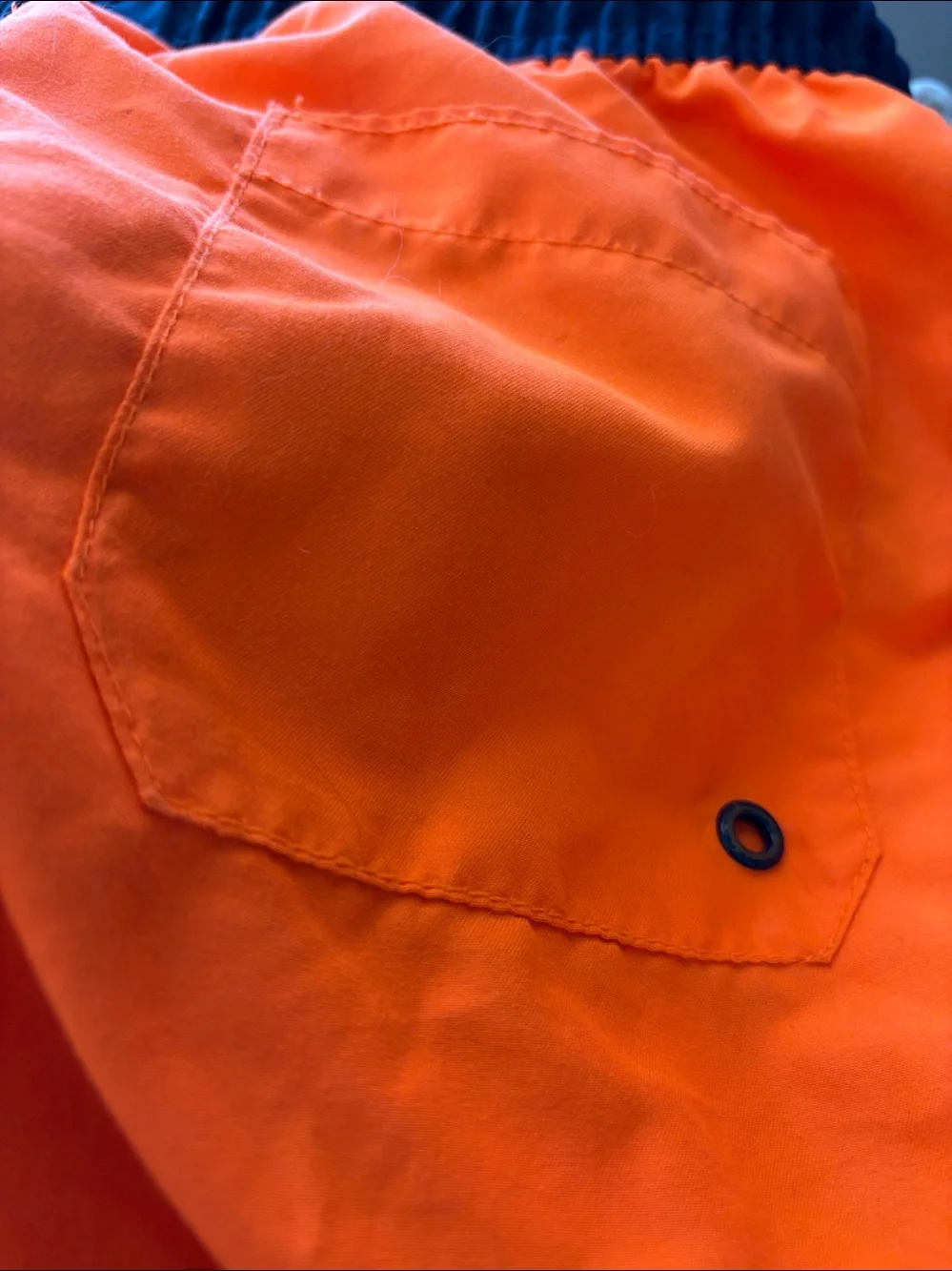 Boys  Orange Swim Shorts with Navy Waistband XXL